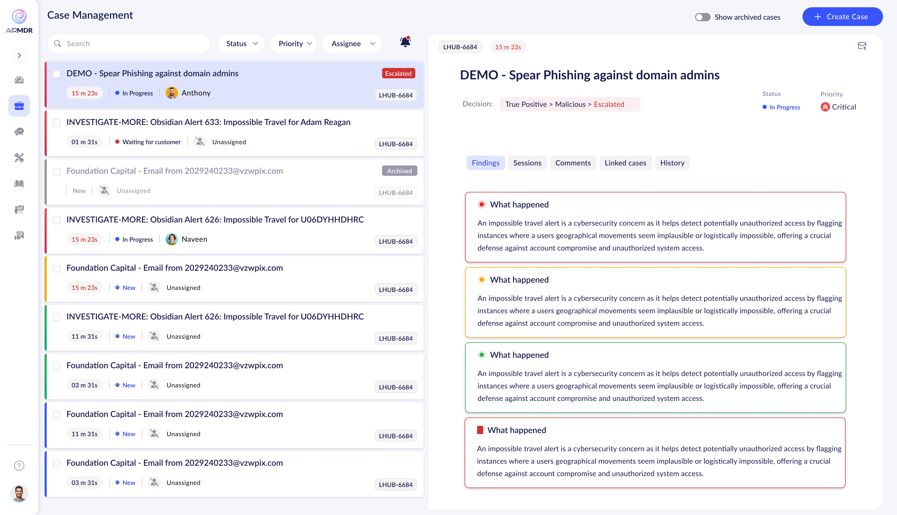 Color-coded sections